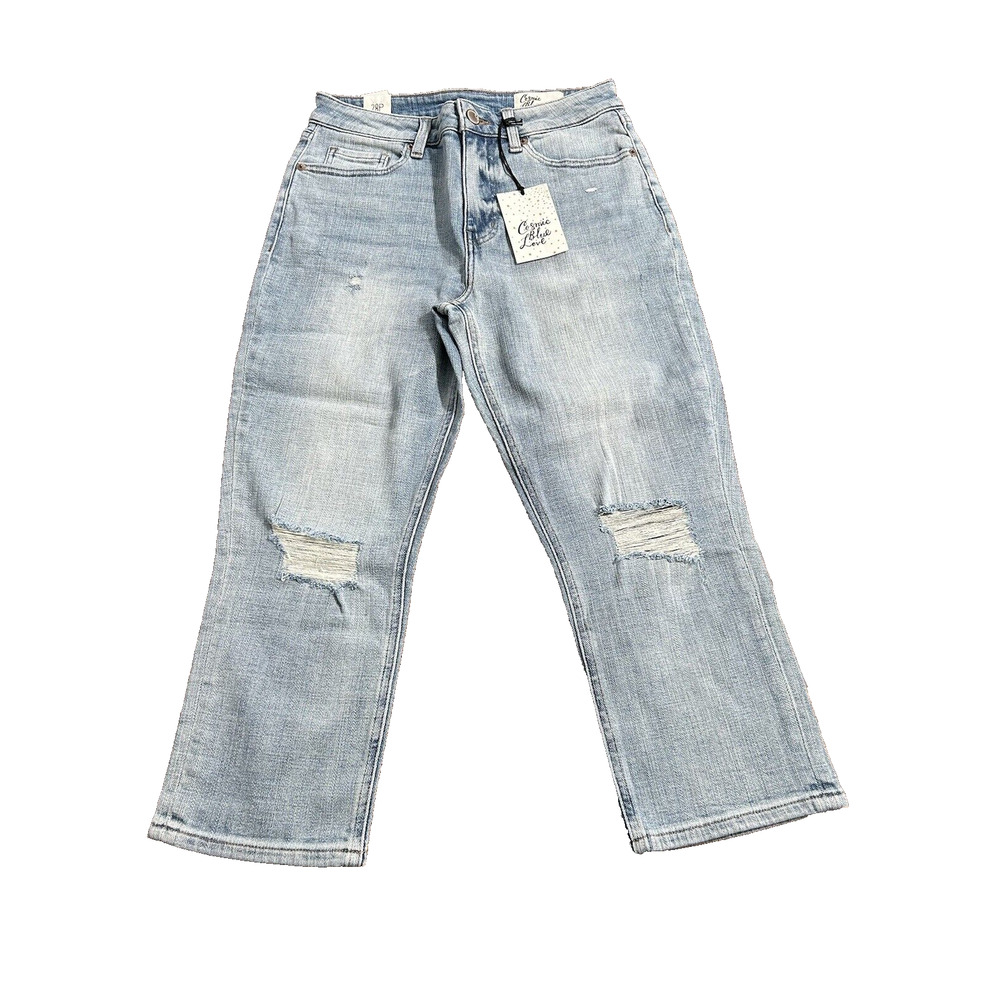 Cosmic Blue Love Sanctuary Vintage Distressed Jeans Blue Sz 28 Petite NWT